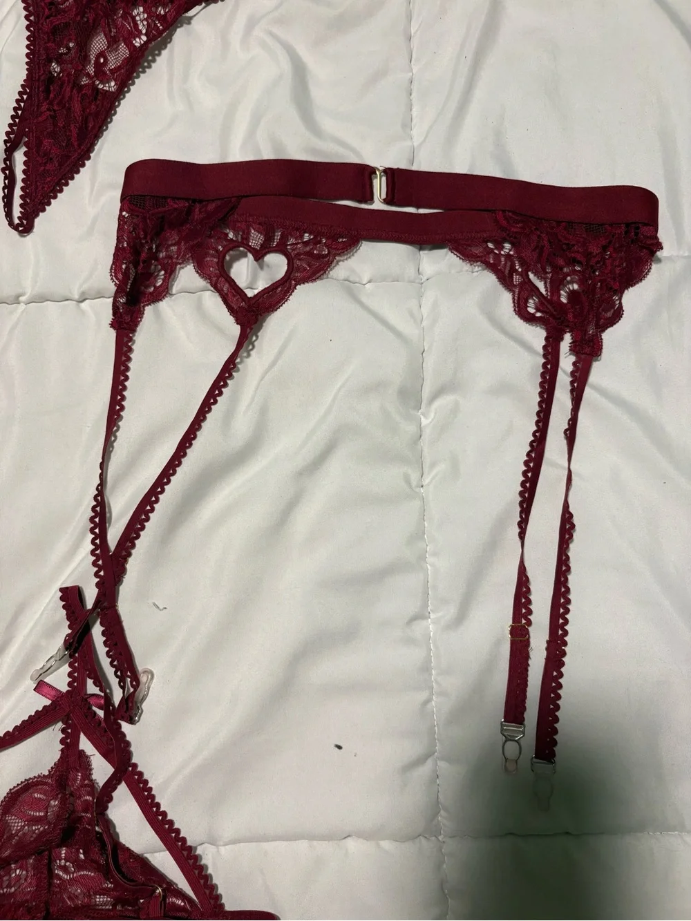 Love Burgundy Lace Strappy Bralette & Thong Set